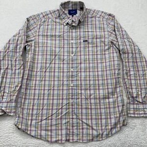 Faconnable‎ Shirt Mens Large Multicolor Plaid USA Button Up Oxford Club